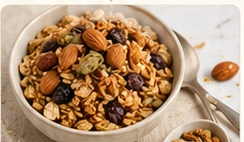 Granola with oats, nuts and seeds